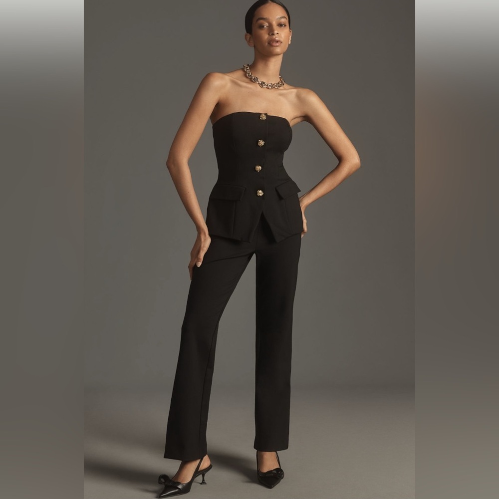 Anthropologie Petite Black Jumpsuit